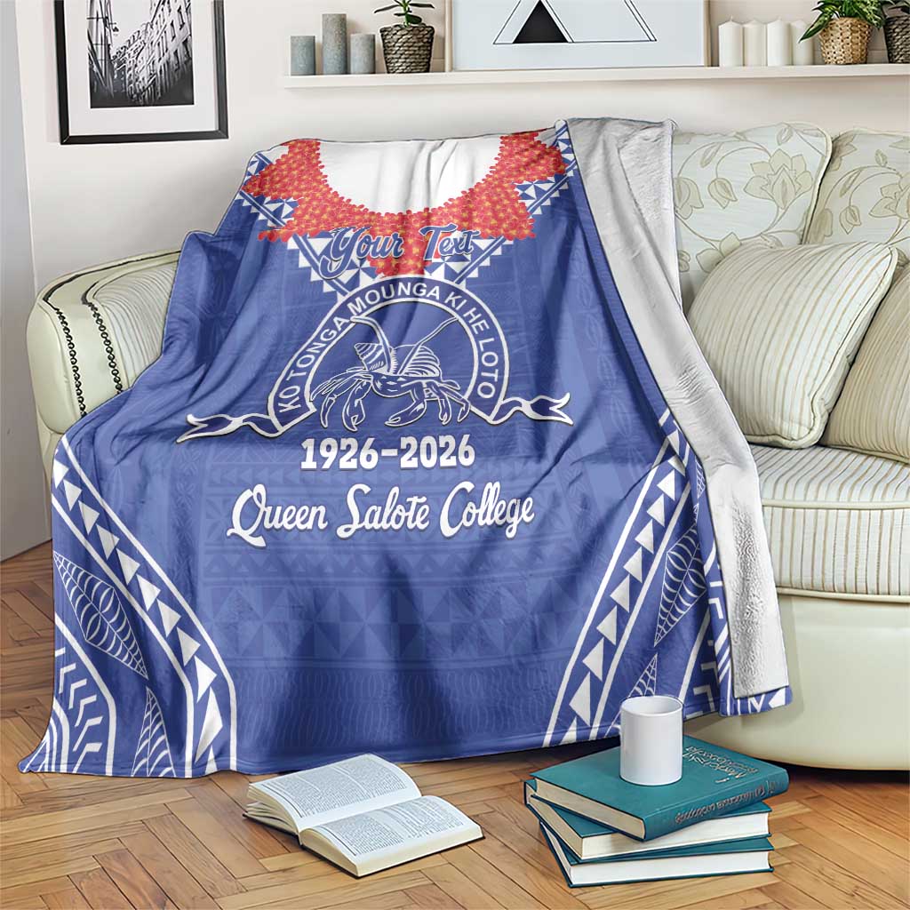 Queen Salote College 100 Years Personalized Blanket Tonga QSC Heilala Lei Blue Ngatu Pattern LT14 Blue - Polynesian Pride