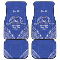 Queen Salote College 100 Years Personalized Car Mats Tonga QSC Heilala Lei Blue Ngatu Pattern LT14 - Polynesian Pride