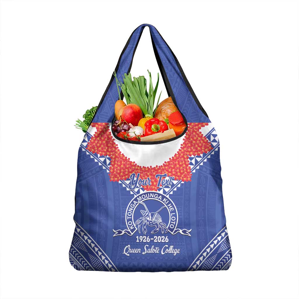 Queen Salote College 100 Years Personalized Grocery Bag Tonga QSC Heilala Lei Blue Ngatu Pattern LT14 1-pack One Size Blue - Polynesian Pride