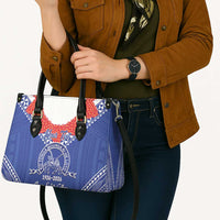 Queen Salote College 100 Years Personalized Leather Bag Tonga QSC Heilala Lei Blue Ngatu Pattern LT14 - Polynesian Pride