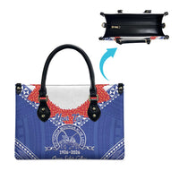 Queen Salote College 100 Years Personalized Leather Bag Tonga QSC Heilala Lei Blue Ngatu Pattern LT14 - Polynesian Pride