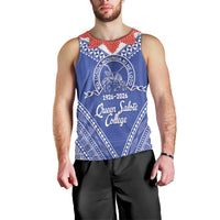 Queen Salote College 100 Years Personalized Men Tank Top Tonga QSC Heilala Lei Blue Ngatu Pattern LT14 - Polynesian Pride