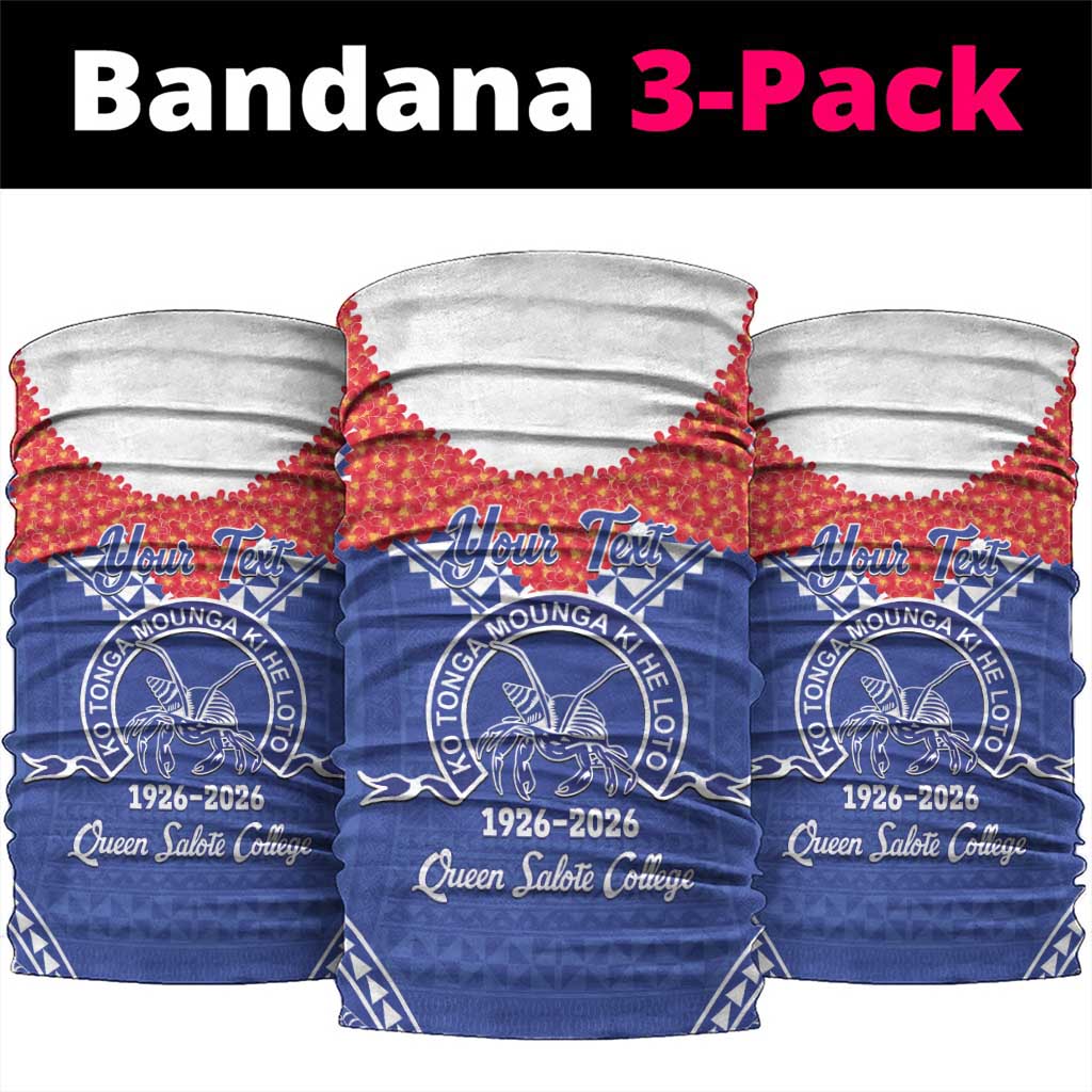 Queen Salote College 100 Years Personalized Neck Gaiter Tonga QSC Heilala Lei Blue Ngatu Pattern LT14 package One Size: 25*50cm Blue - Polynesian Pride