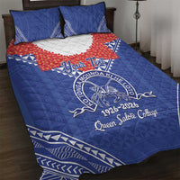 Queen Salote College 100 Years Personalized Quilt Bed Set Tonga QSC Heilala Lei Blue Ngatu Pattern LT14 Blue - Polynesian Pride