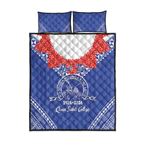 Queen Salote College 100 Years Personalized Quilt Bed Set Tonga QSC Heilala Lei Blue Ngatu Pattern LT14 - Polynesian Pride