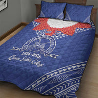 Queen Salote College 100 Years Personalized Quilt Bed Set Tonga QSC Heilala Lei Blue Ngatu Pattern LT14 - Polynesian Pride