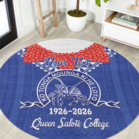 Queen Salote College 100 Years Personalized Round Carpet Tonga QSC Heilala Lei Blue Ngatu Pattern LT14 Blue - Polynesian Pride