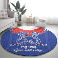 Queen Salote College 100 Years Personalized Round Carpet Tonga QSC Heilala Lei Blue Ngatu Pattern LT14 - Polynesian Pride