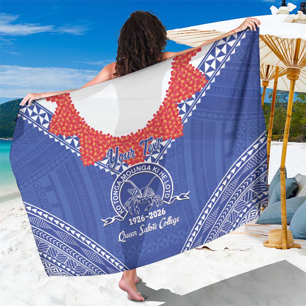 Queen Salote College 100 Years Personalized Sarong Tonga QSC Heilala Lei Blue Ngatu Pattern LT14 One Size 44 x 66 inches Blue - Polynesian Pride