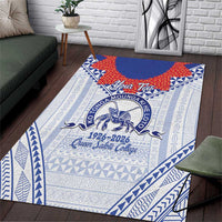 Queen Salote College 100 Years Personalized Area Rug Tonga QSC Heilala Lei White Ngatu Pattern LT14 White - Polynesian Pride