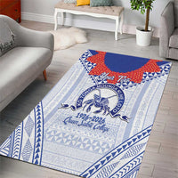 Queen Salote College 100 Years Personalized Area Rug Tonga QSC Heilala Lei White Ngatu Pattern LT14 - Polynesian Pride