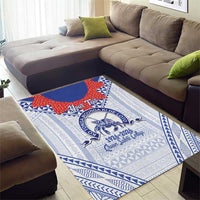 Queen Salote College 100 Years Personalized Area Rug Tonga QSC Heilala Lei White Ngatu Pattern LT14 - Polynesian Pride