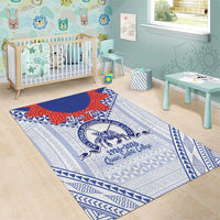 Queen Salote College 100 Years Personalized Area Rug Tonga QSC Heilala Lei White Ngatu Pattern LT14 - Polynesian Pride