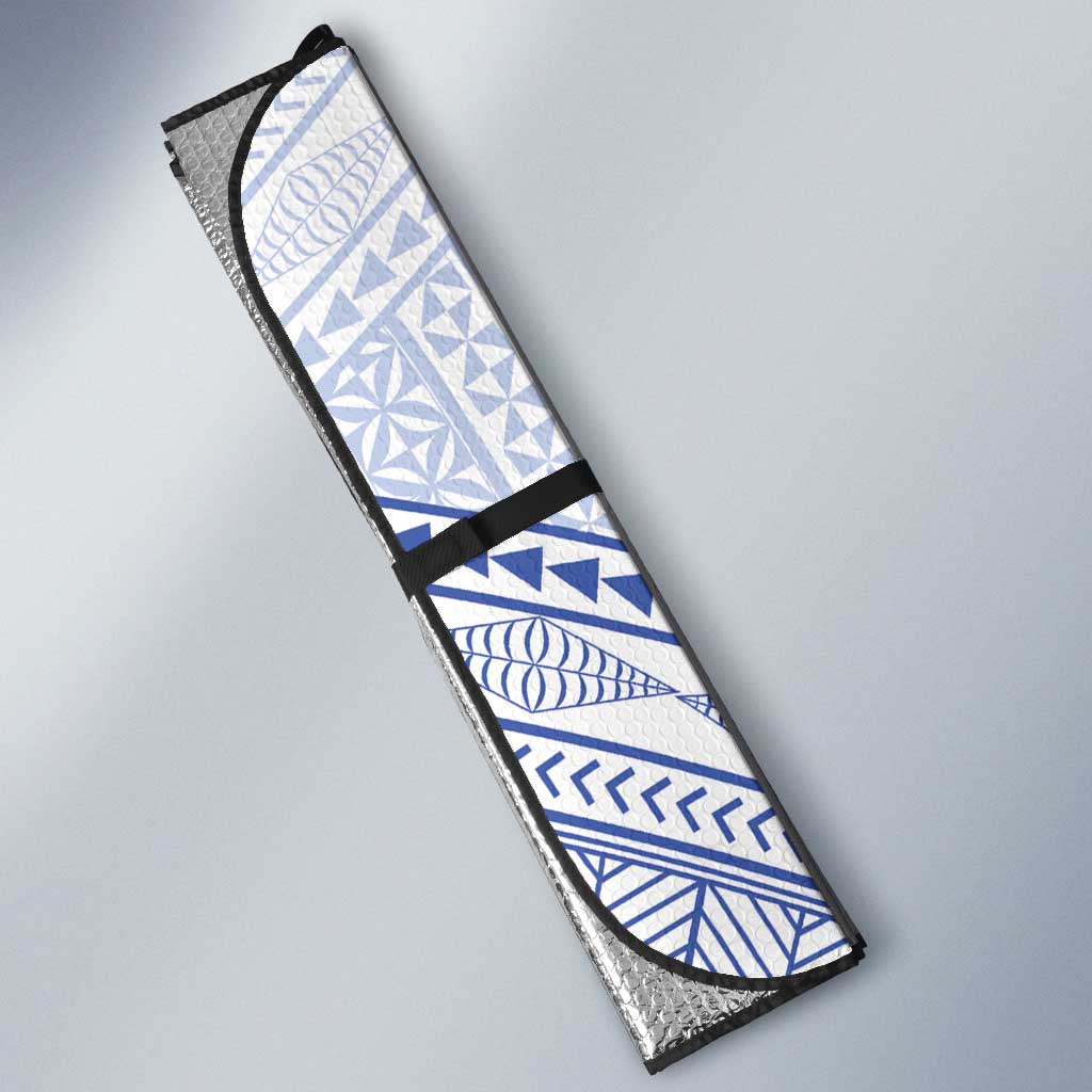 Queen Salote College 100 Years Personalized Auto Sun Shade Tonga QSC Heilala Lei White Ngatu Pattern LT14 - Polynesian Pride