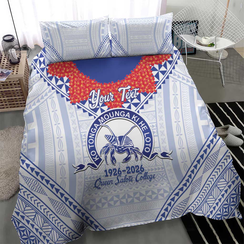 Queen Salote College 100 Years Personalized Bedding Set Tonga QSC Heilala Lei White Ngatu Pattern LT14 - Polynesian Pride