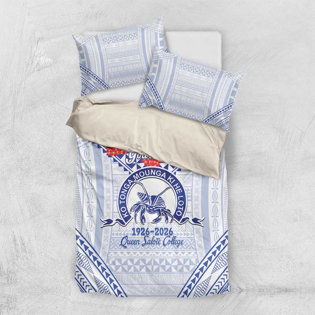 Queen Salote College 100 Years Personalized Bedding Set Tonga QSC Heilala Lei White Ngatu Pattern LT14 US Twin 172cm x 218cm White - Polynesian Pride