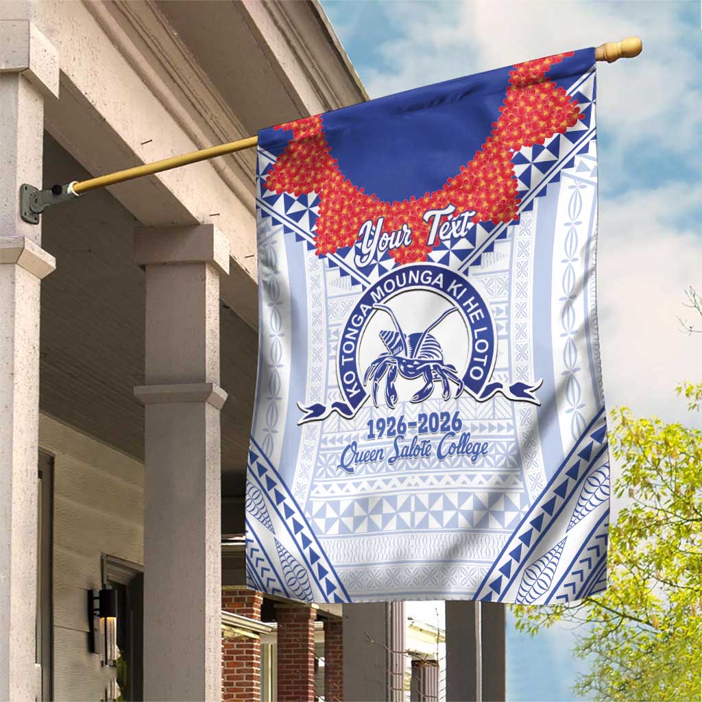 Queen Salote College 100 Years Personalized Garden Flag Tonga QSC Heilala Lei White Ngatu Pattern LT14 House Flag White - Polynesian Pride