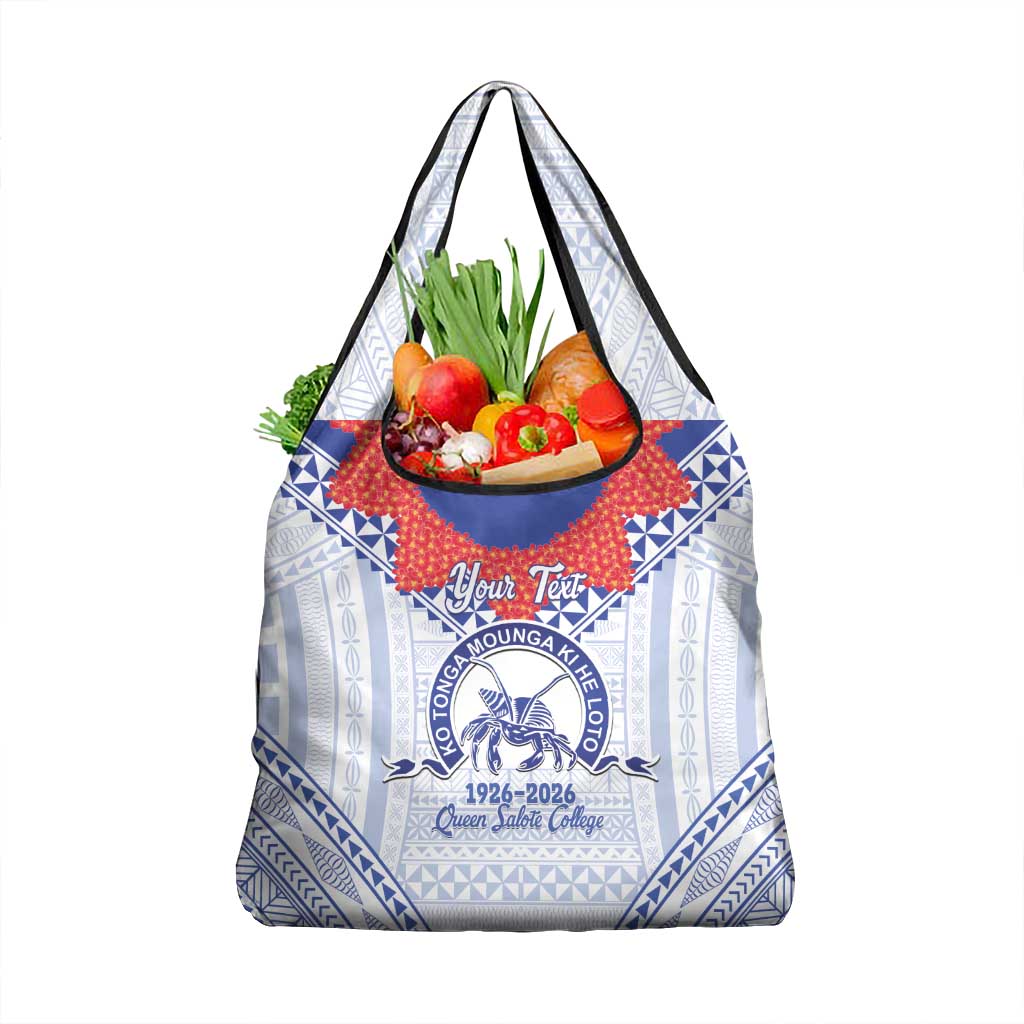 Queen Salote College 100 Years Personalized Grocery Bag Tonga QSC Heilala Lei White Ngatu Pattern LT14 1-pack One Size White - Polynesian Pride