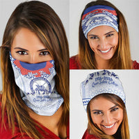 Queen Salote College 100 Years Personalized Neck Gaiter Tonga QSC Heilala Lei White Ngatu Pattern LT14 - Polynesian Pride