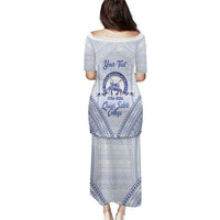 Queen Salote College 100 Years Personalized Puletasi Tonga QSC Heilala Lei White Ngatu Pattern LT14 - Polynesian Pride
