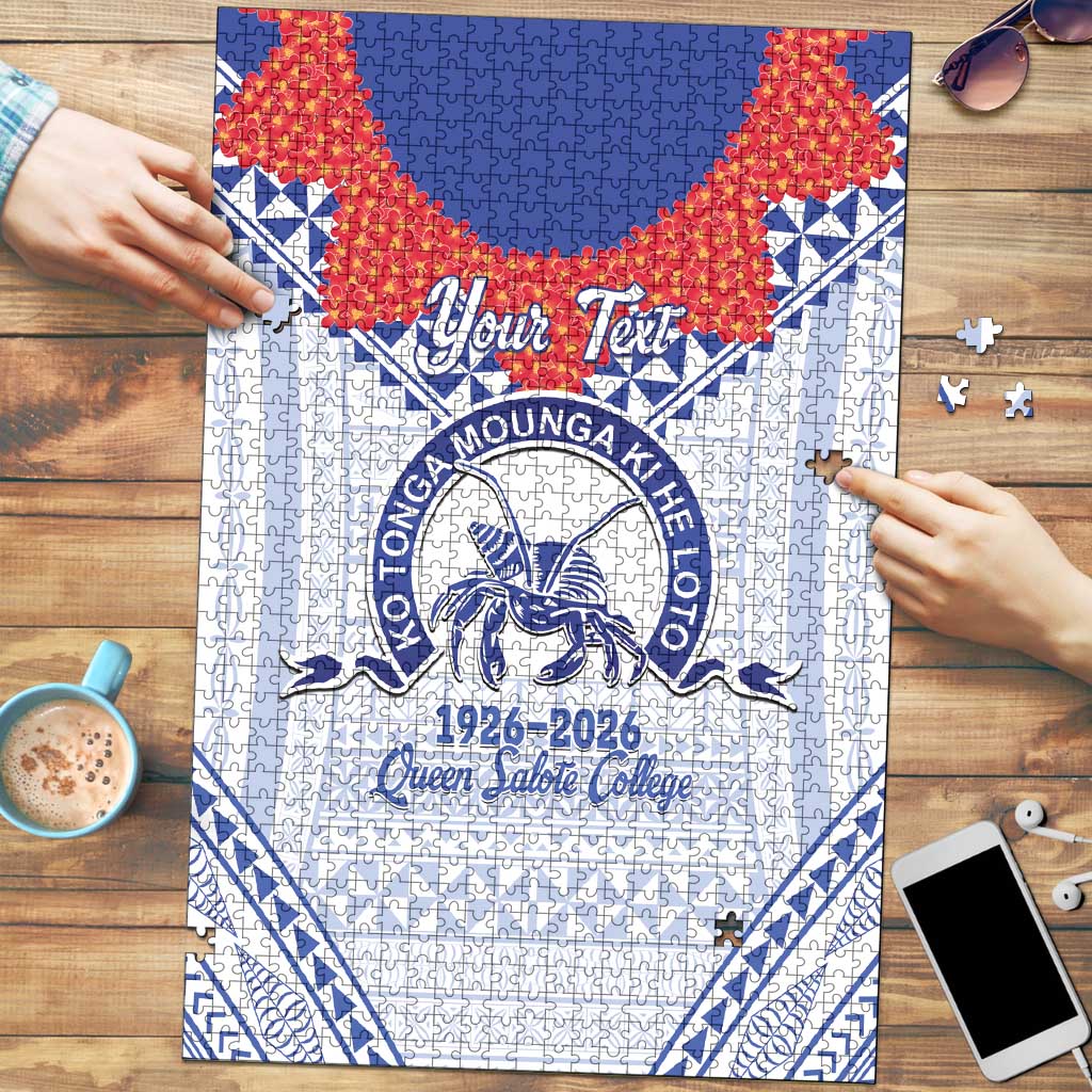Queen Salote College 100 Years Personalized Puzzle Tonga QSC Heilala Lei White Ngatu Pattern LT14 White - Polynesian Pride