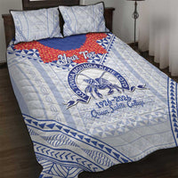 Queen Salote College 100 Years Personalized Quilt Bed Set Tonga QSC Heilala Lei White Ngatu Pattern LT14 White - Polynesian Pride