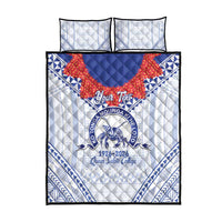 Queen Salote College 100 Years Personalized Quilt Bed Set Tonga QSC Heilala Lei White Ngatu Pattern LT14 - Polynesian Pride