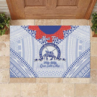 Queen Salote College 100 Years Personalized Rubber Doormat Tonga QSC Heilala Lei White Ngatu Pattern LT14 White - Polynesian Pride