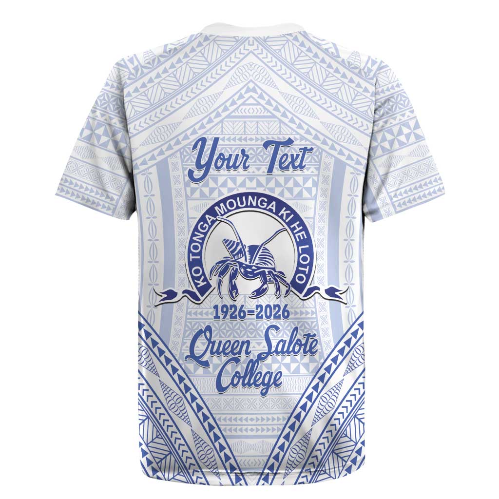 Queen Salote College 100 Years Personalized Rugby Jersey Tonga QSC Heilala Lei White Ngatu Pattern LT14 - Polynesian Pride