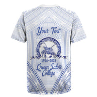 Queen Salote College 100 Years Personalized Rugby Jersey Tonga QSC Heilala Lei White Ngatu Pattern LT14 - Polynesian Pride