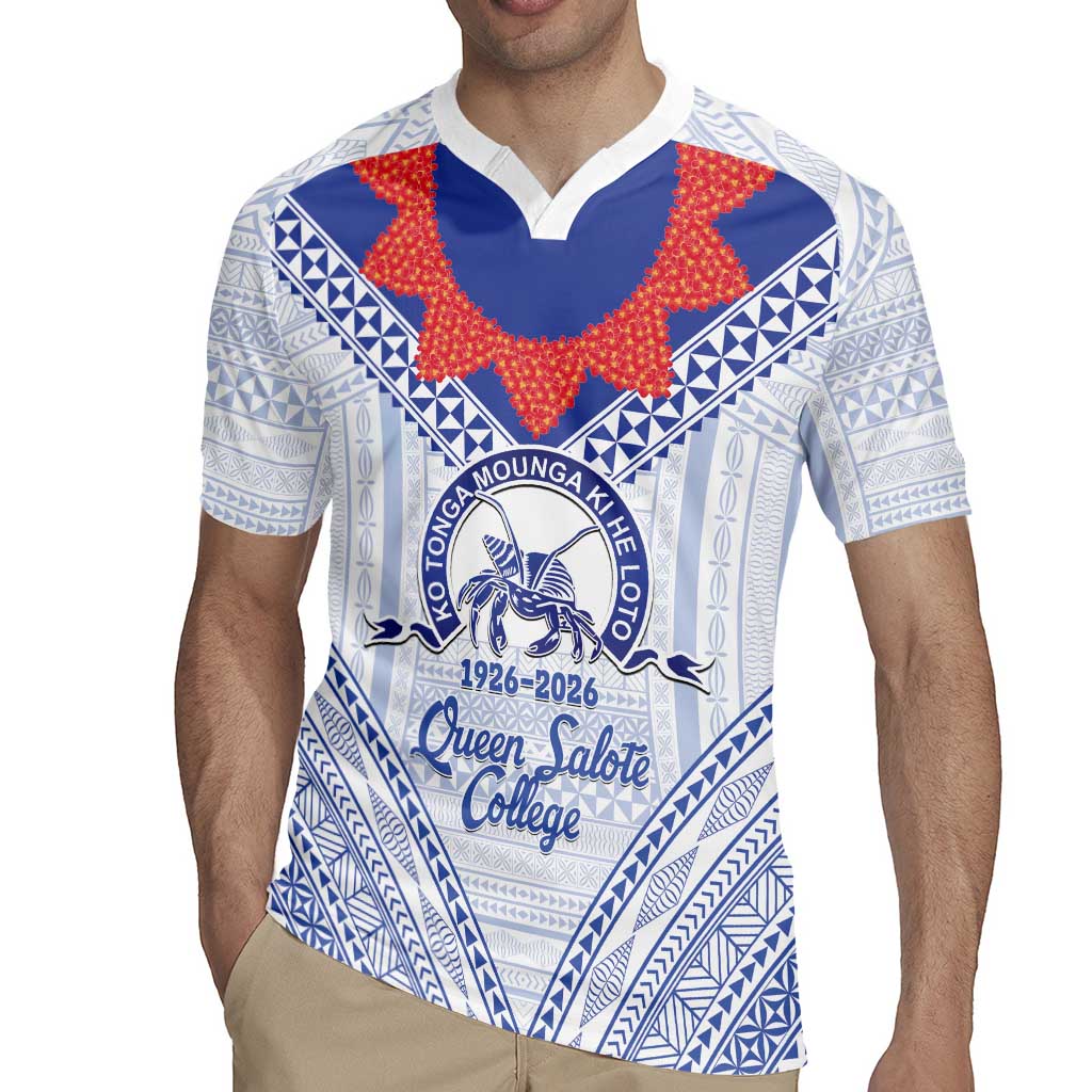 Queen Salote College 100 Years Personalized Rugby Jersey Tonga QSC Heilala Lei White Ngatu Pattern LT14 - Polynesian Pride