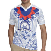 Queen Salote College 100 Years Personalized Rugby Jersey Tonga QSC Heilala Lei White Ngatu Pattern LT14 - Polynesian Pride