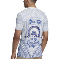 Queen Salote College 100 Years Personalized Rugby Jersey Tonga QSC Heilala Lei White Ngatu Pattern LT14 - Polynesian Pride