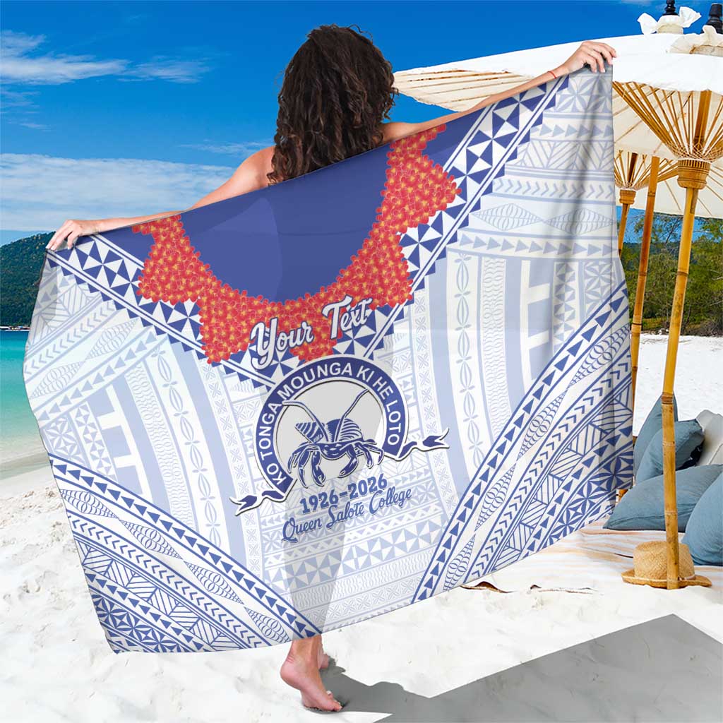 Queen Salote College 100 Years Personalized Sarong Tonga QSC Heilala Lei White Ngatu Pattern LT14 One Size 44 x 66 inches White - Polynesian Pride