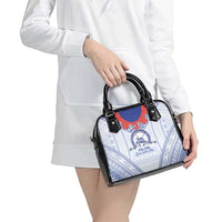 Queen Salote College 100 Years Personalized Shoulder Handbag Tonga QSC Heilala Lei White Ngatu Pattern LT14 - Polynesian Pride