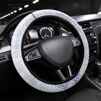 Queen Salote College 100 Years Steering Wheel Cover Tonga QSC Heilala Lei White Ngatu Pattern LT14 Universal Fit White - Polynesian Pride