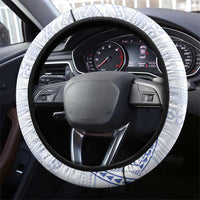 Queen Salote College 100 Years Steering Wheel Cover Tonga QSC Heilala Lei White Ngatu Pattern LT14 - Polynesian Pride