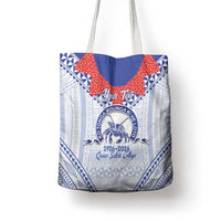 Queen Salote College 100 Years Personalized Tote Bag Tonga QSC Heilala Lei White Ngatu Pattern LT14 - Polynesian Pride