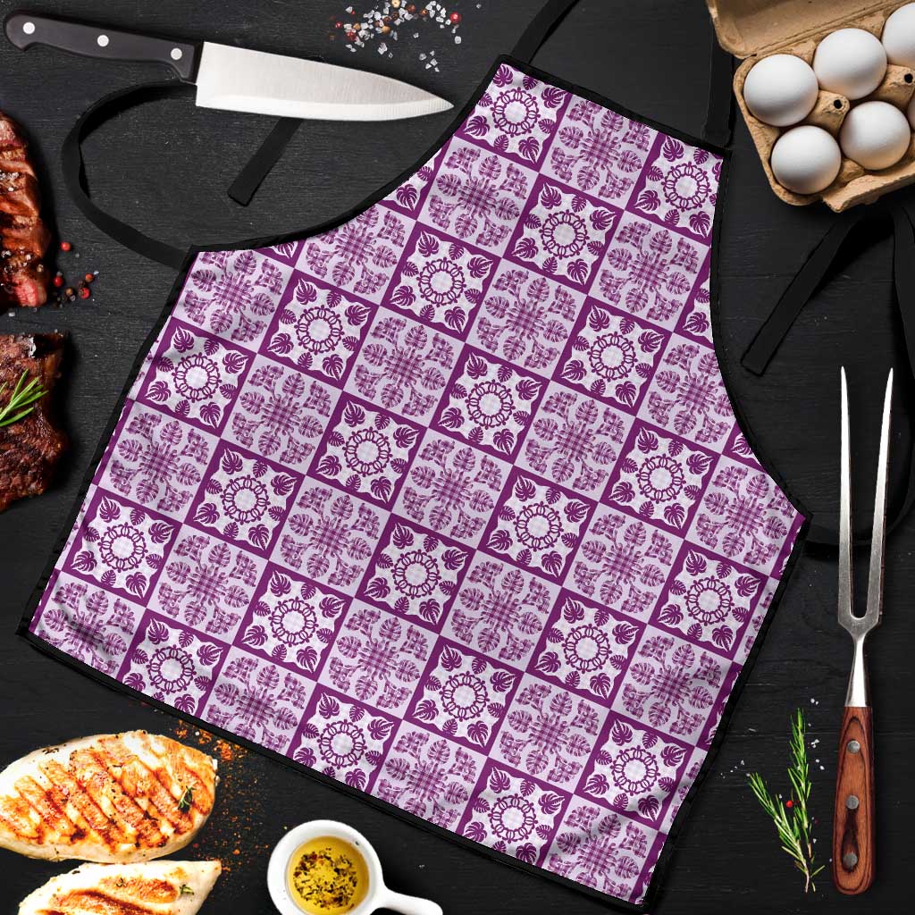 Poni Palaka Quilt Hawaii Apron Hawaiian Tropical Monstera Sea Turtle LT14 Purple - Polynesian Pride