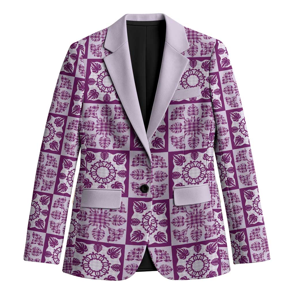 Poni Palaka Quilt Hawaii Blazer Hawaiian Tropical Monstera Sea Turtle LT14 Unisex Purple - Polynesian Pride