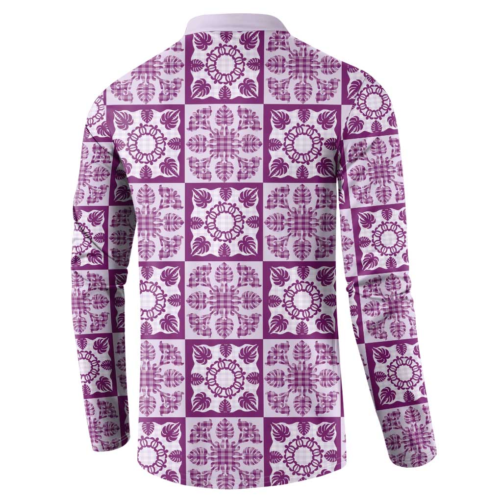 Poni Palaka Quilt Hawaii Button Sweatshirt Hawaiian Tropical Monstera Sea Turtle LT14 - Polynesian Pride