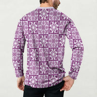 Poni Palaka Quilt Hawaii Button Sweatshirt Hawaiian Tropical Monstera Sea Turtle LT14 - Polynesian Pride