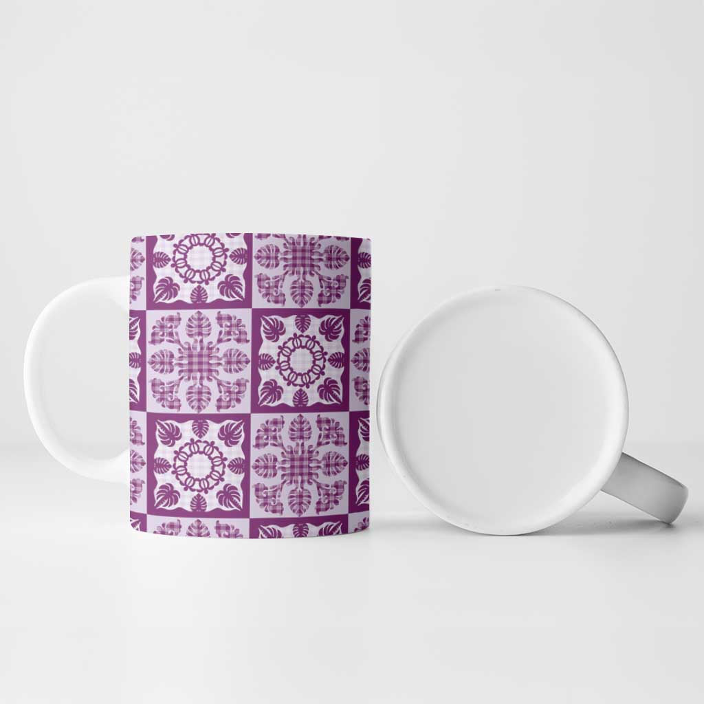 Poni Palaka Quilt Hawaii Ceramic Mug Hawaiian Tropical Monstera Sea Turtle LT14 - Polynesian Pride