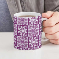 Poni Palaka Quilt Hawaii Ceramic Mug Hawaiian Tropical Monstera Sea Turtle LT14 - Polynesian Pride
