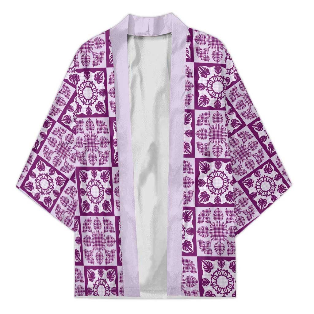 Poni Palaka Quilt Hawaii Kimono Hawaiian Tropical Monstera Sea Turtle LT14 Unisex Purple - Polynesian Pride