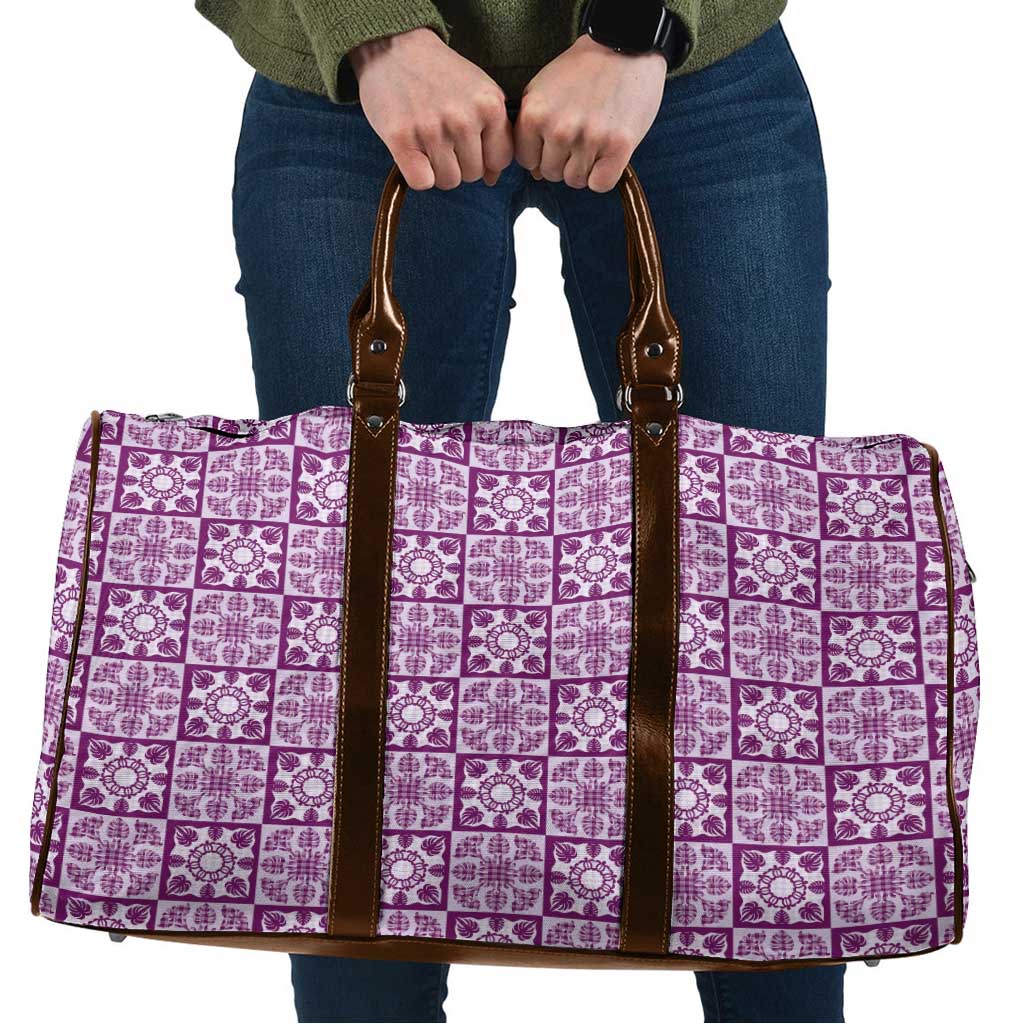 Poni Palaka Quilt Hawaii Travel Bag Hawaiian Tropical Monstera Sea Turtle LT14 Purple - Polynesian Pride