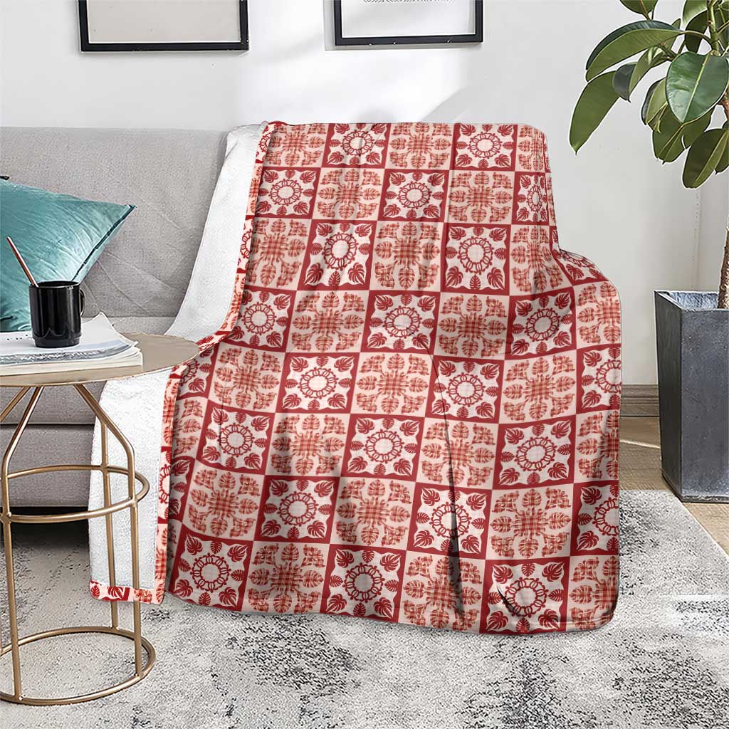 Ulaula Palaka Quilt Hawaii Blanket Hawaiian Tropical Monstera Sea Turtle LT14 - Polynesian Pride