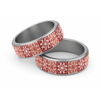 Ulaula Palaka Quilt Hawaii Classic Ring Hawaiian Tropical Monstera Sea Turtle LT14 Sliver Red - Polynesian Pride