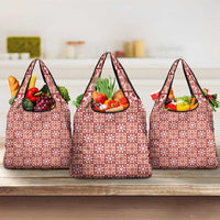 Ulaula Palaka Quilt Hawaii Grocery Bag Hawaiian Tropical Monstera Sea Turtle LT14 3-pack One Size Red - Polynesian Pride