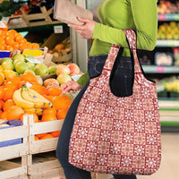 Ulaula Palaka Quilt Hawaii Grocery Bag Hawaiian Tropical Monstera Sea Turtle LT14 - Polynesian Pride